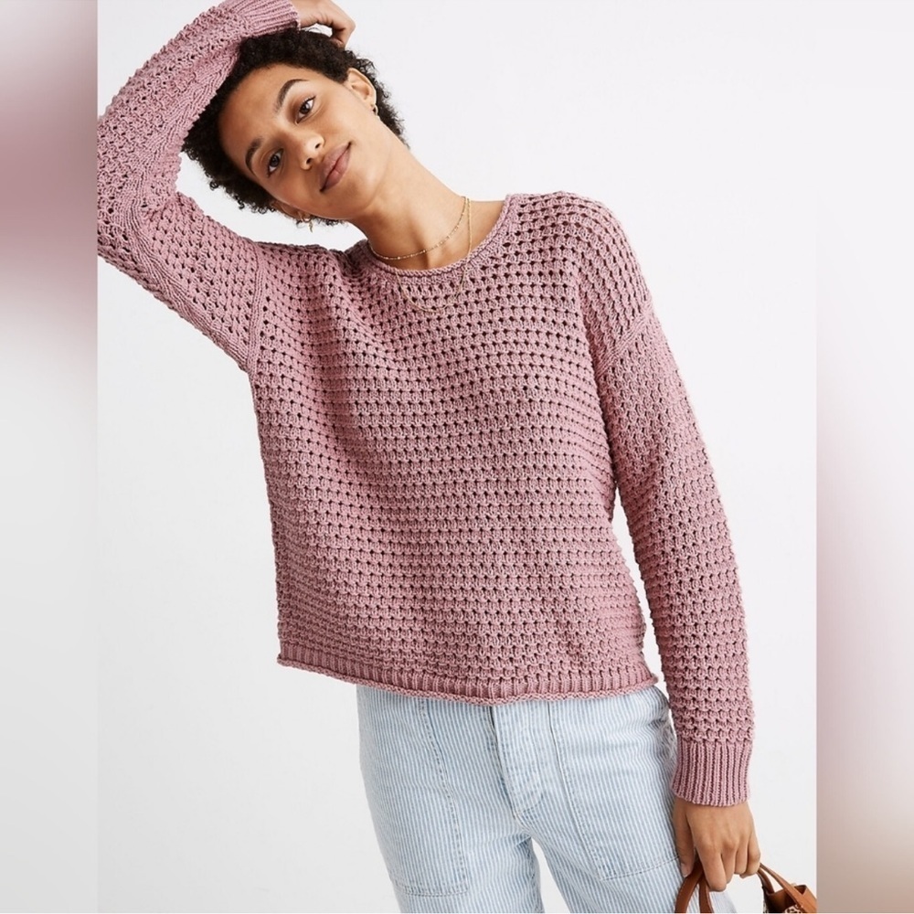 MADEWELL Open Knit Austen Pink Pullover Sweater Size XXSMALL Style AM286